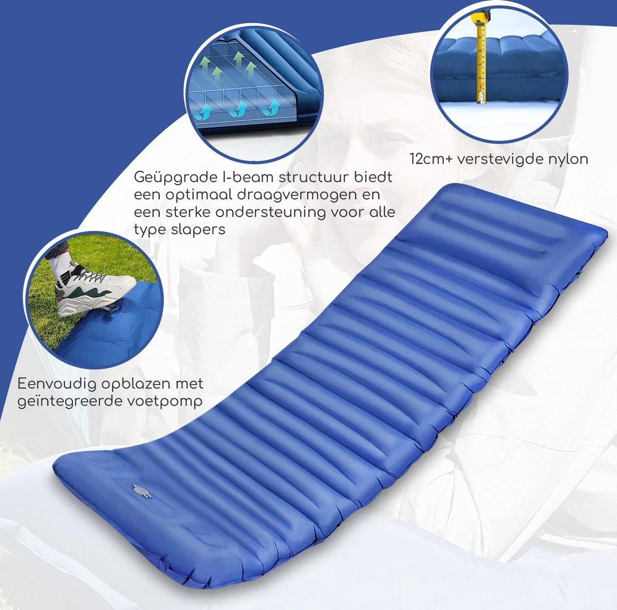 Hikr® Slaapmat 10cm+ Dikte - Comfortabel Luchtmatras - Zelfopblazend Met De Voet - TPU+40D Nylon - Slaapmatje Eenpersoons En Uit Te Breiden Tot Tweepersoons - Slaapmat Met Ingebouwde Pomp 3 Hikr® Slaapmat 10cm+ Dikte - Comfortabel Luchtmatras - Zelfopblazend Met De Voet - TPU+40D Nylon - Slaapmatje Eenpersoons En Uit Te Breiden Tot Tweepersoons - Slaapmat Met Ingebouwde Pomp - Afbeelding 3