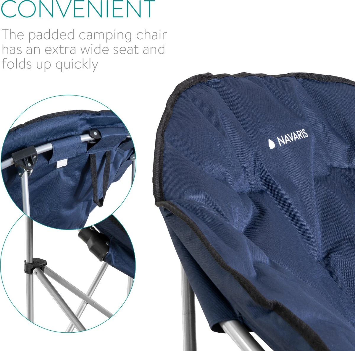 Navaris Klapstoel Met Draagtas - Campingstoel - Draagbare Stoel Voor Kamperen, Festivals En Vissen - Strandstoel - Inklapbaar - Donkerblauw 3 Navaris Klapstoel Met Draagtas - Campingstoel - Draagbare Stoel Voor Kamperen, Festivals En Vissen - Strandstoel - Inklapbaar - Donkerblauw - Afbeelding 3
