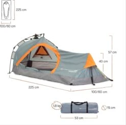 Where Tomorrow Solo Tent Pop Up 225X100X57 Cm - Grijs - 1 Persoons -Buitenkampeerwinkel 1200x1190 6