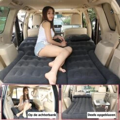 Merkloos Auto Luchtbed - Multifunctioneel - Achterbank - 2 Persoons - Opblaasbaar Bed - Luchtmatras - Reizen - Vakantie - Kamperen - Inclusief Elektrische Pomp - Zwart -Buitenkampeerwinkel 1200x1200 1041