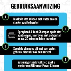Ultramar - Sprayhood & Tent Shampoo - 1L - Tentdoekreiniger - Voor Bootkap, Tent, Cabriodak, Zonwering - Tentonderhoud - Bootonderhoud - Schoonmaakmiddel -Buitenkampeerwinkel 1200x1200 1089