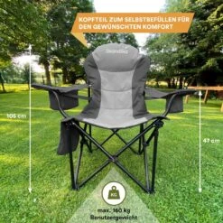 Skandika Relax Comfort Campingstoel - Campingstoel Opvouwbaar - Comfortabele Klapstoel Met Drinkhouder En Koelvak, Tot Max. 160 Kg, Opvouwbaar, Lichtgewicht | Vouwstoel Voor Kamperen, Camping, Festival, Vissen – Grijs -Buitenkampeerwinkel 1200x1200 109