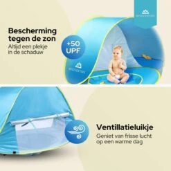 Needventure Baby Strandtent - Pop Up Tent - Windscherm Strand - Camping Strandtentje - Speeltent - Blauw -Buitenkampeerwinkel 1200x1200 1164