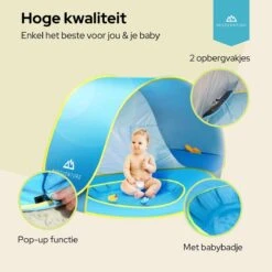 Needventure Baby Strandtent - Pop Up Tent - Windscherm Strand - Camping Strandtentje - Speeltent - Blauw -Buitenkampeerwinkel 1200x1200 1165