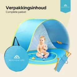 Needventure Baby Strandtent - Pop Up Tent - Windscherm Strand - Camping Strandtentje - Speeltent - Blauw -Buitenkampeerwinkel 1200x1200 1166