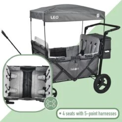 FableKids LEO X4Plus Opvouwbare Wagen Met Dak Fossil Grey -Buitenkampeerwinkel 1200x1200 1200