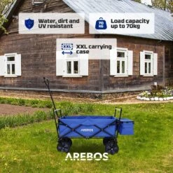 AREBOS Handwagen Vouwbare Dak Handwagen Vouwbare Trolley Uitrustingswagen Blauw -Buitenkampeerwinkel 1200x1200 1228