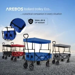 AREBOS Handwagen Vouwbare Dak Handwagen Vouwbare Trolley Uitrustingswagen Blauw -Buitenkampeerwinkel 1200x1200 1229