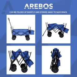 AREBOS Handwagen Vouwbare Dak Handwagen Vouwbare Trolley Uitrustingswagen Blauw -Buitenkampeerwinkel 1200x1200 1231