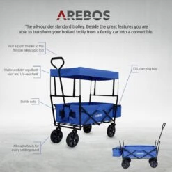 AREBOS Handwagen Vouwbare Dak Handwagen Vouwbare Trolley Uitrustingswagen Blauw -Buitenkampeerwinkel 1200x1200 1232