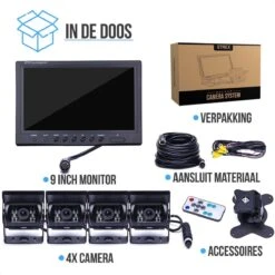 Strex Achteruitrijcamera Set Bedraad Met 4 Camera's (tegelijk Bekijken) - 9" Scherm - 18LED Nachtzicht 15m - IP67 Waterdicht - Achteruitrij Camera -Buitenkampeerwinkel 1200x1200 1313