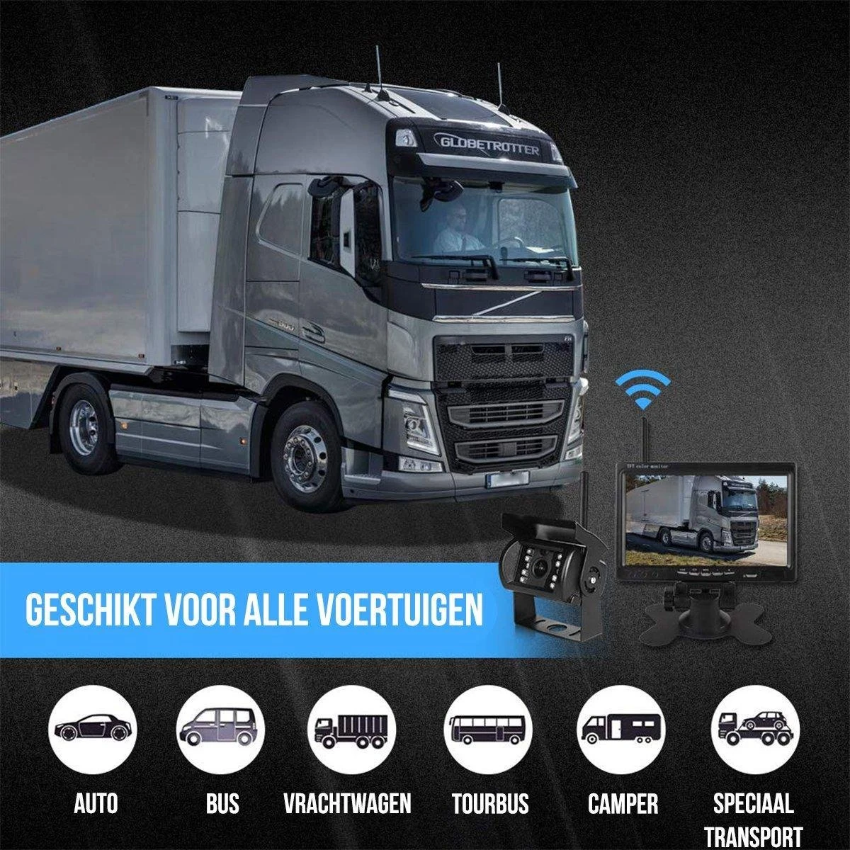 Strex Draadloze Achteruitrijcamera Met 2 Camera's - 7” Scherm - Nachtzicht 18LED 15m 2 Strex Draadloze Achteruitrijcamera Met 2 Camera's - 7” Scherm - Nachtzicht 18LED 15m - Afbeelding 2