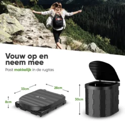KNGZ Outdoor Gear – Camping Toilet – Nieuw Model – Biologisch Afbreekbare Zakjes – Opvouwbare Camping Toilet Met Deksel – Camping Toilet Hoge Zit – Draagbare WC Emmer Volwassen – Draagbaar Mobiel Potje – Nachtemmer – Opvouwbaar Toilet – Kamperen -Buitenkampeerwinkel 1200x1200 1440