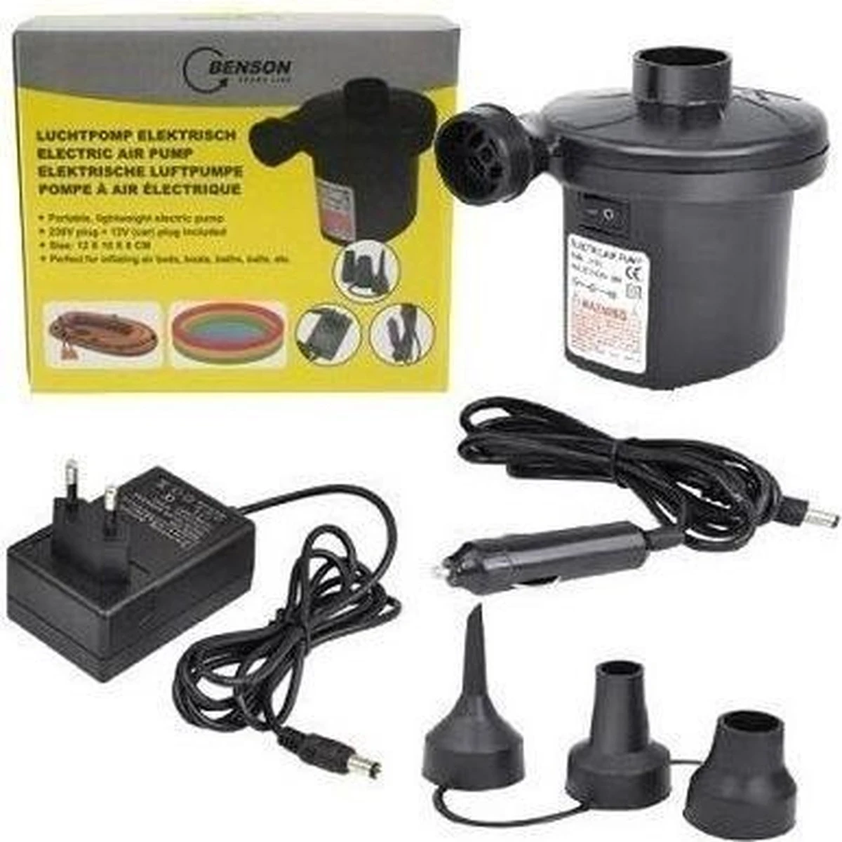 Benson Elektrische Luchtpomp Voor Zwembaden En Luchtbedden - 220V/12V 2 Benson Elektrische Luchtpomp Voor Zwembaden En Luchtbedden - 220V/12V - Afbeelding 2