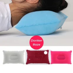 Reiskussen - Opblaasbaar Kampeer Kussen – Hippyfy – Strand Kussen - Zachte Lounge Kussen - Festival Kussen – Picknick Kussen - Vliegtuig Kussen – Hoofdkussentje - Kamperen – Op Reis – Opblaasbare Kussentje – Donker Roze -Buitenkampeerwinkel 1200x1200 1540