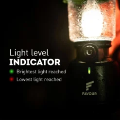 Favour L0818 Retro Camping Lamp Oplaadbaar LED, 320 Lumen, IP64 Waterdicht, Draagbare Kampeerlamp, Tentlamp, Acculamp, Traploos Dimbare Lamp Incl. Kaarslicht-modus, Groen -Buitenkampeerwinkel 1200x1200 1635