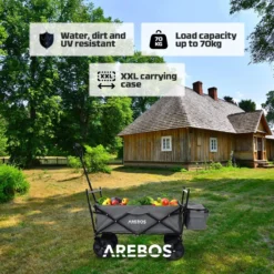 AREBOS Handwagen Vouwbare Dak Handwagen Vouwbare Trolley Uitrustingswagen Grijs -Buitenkampeerwinkel 1200x1200 1739