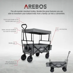 AREBOS Handwagen Vouwbare Dak Handwagen Vouwbare Trolley Uitrustingswagen Grijs -Buitenkampeerwinkel 1200x1200 1740
