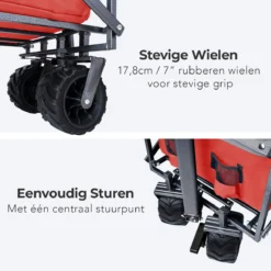 LifeGoods Bolderkar - Opvouwbaar - Tot 80KG - 94L - Wasbaar Polyester - 98x45cm - Rood/Grijs -Buitenkampeerwinkel 1200x1200 1751