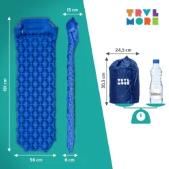 TRVLMORE Slaapmat - Zelfopblazend - 1 Persoons - Ingebouwde Pomp En Kussen - Blauw -Buitenkampeerwinkel 1200x1200 1833