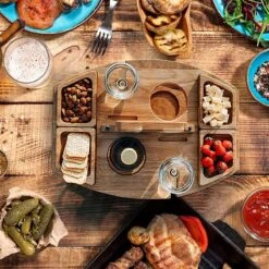 Merkloos Houten Outdoor Wijntafel Draagbare Houten Picknicktafel Mini Campingtafels Met Wijnglas Houder Voor Tuin Outdoor Camping Picknick Strand - Plataan Hout - Wijn -Buitenkampeerwinkel 1200x1200 185