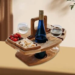 Merkloos Houten Outdoor Wijntafel Draagbare Houten Picknicktafel Mini Campingtafels Met Wijnglas Houder Voor Tuin Outdoor Camping Picknick Strand - Plataan Hout - Wijn -Buitenkampeerwinkel 1200x1200 187