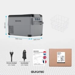Auronic Elektrische Koelbox - 30.4L - Compressor - 12V En 240V - Grijs -Buitenkampeerwinkel 1200x1200 333
