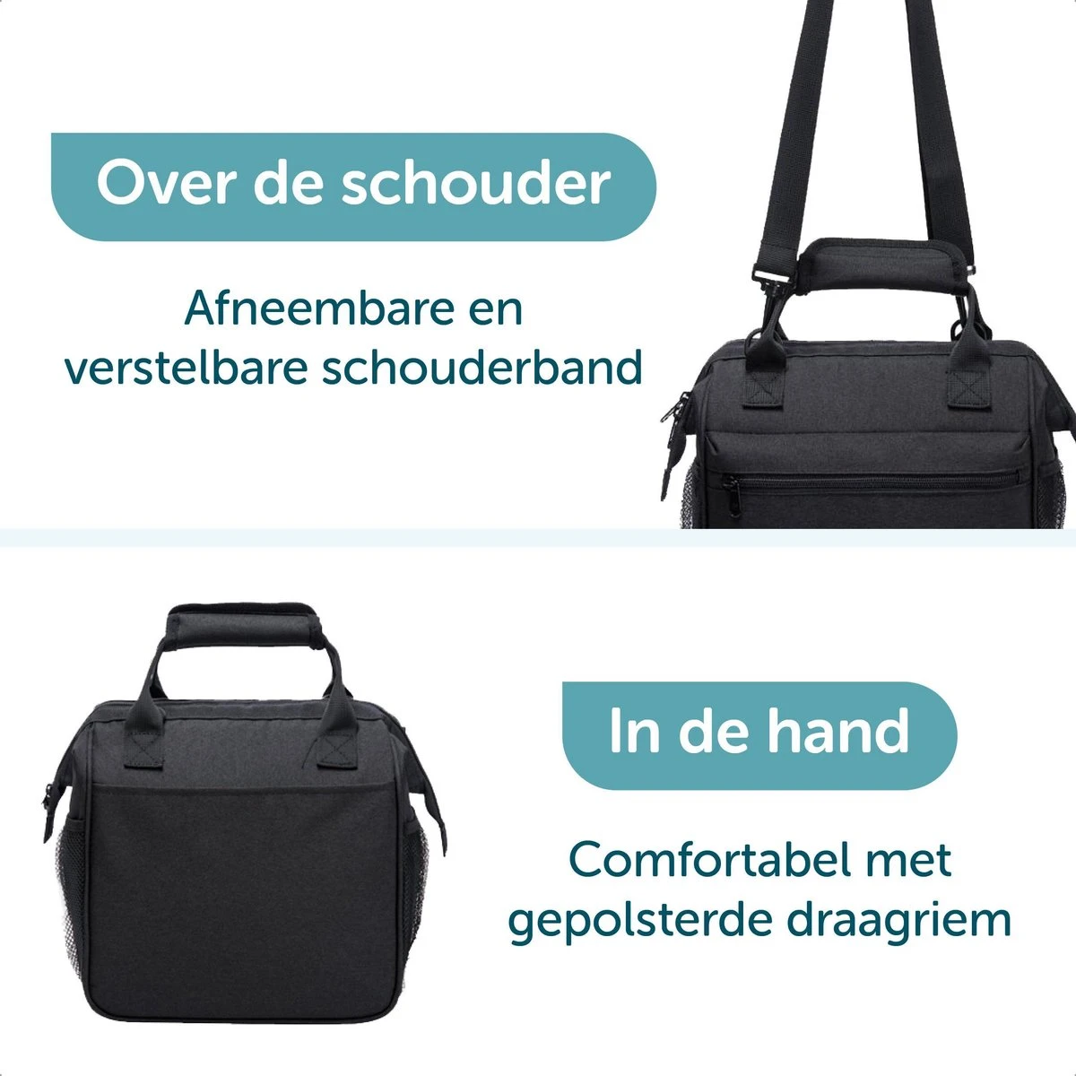 ForDig Lunchtas Zwart - Koeltas Gemaakt Van 600D Polyester Met PEVA-Voering - Ruimte Voor Lunchtrommel / Snacks / Blikjes - Koel Tas Met Mesh Opbergruimtes En Ruimte Voor Bestek - Lunch Tas Cool Bag - Coolerbag - Kleine Cooler 3 ForDig Lunchtas Zwart - Koeltas Gemaakt Van 600D Polyester Met PEVA-Voering - Ruimte Voor Lunchtrommel / Snacks / Blikjes - Koel Tas Met Mesh Opbergruimtes En Ruimte Voor Bestek - Lunch Tas Cool Bag - Coolerbag - Kleine Cooler - Afbeelding 3