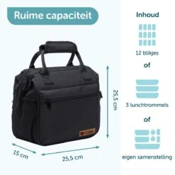 ForDig Lunchtas Zwart - Koeltas Gemaakt Van 600D Polyester Met PEVA-Voering - Ruimte Voor Lunchtrommel / Snacks / Blikjes - Koel Tas Met Mesh Opbergruimtes En Ruimte Voor Bestek - Lunch Tas Cool Bag - Coolerbag - Kleine Cooler 10 ForDig Lunchtas Zwart - Koeltas Gemaakt Van 600D Polyester Met PEVA-Voering - Ruimte Voor Lunchtrommel / Snacks / Blikjes - Koel Tas Met Mesh Opbergruimtes En Ruimte Voor Bestek - Lunch Tas Cool Bag - Coolerbag - Kleine Cooler -Buitenkampeerwinkel 1200x1200 505