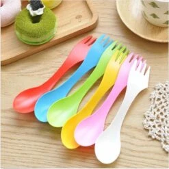 Merkloos Spork – Set Van 6 Stuks - Spork Campingbestek – Spork 3 In 1