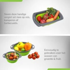 Buxibo - 3-Delige Keuken Vergiet Set Inklapbaar Groen/Grijs -Buitenkampeerwinkel 1200x1200 605