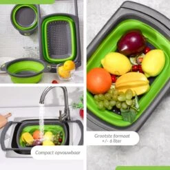 Buxibo - 3-Delige Keuken Vergiet Set Inklapbaar Groen/Grijs -Buitenkampeerwinkel 1200x1200 606