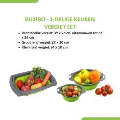 Buxibo - 3-Delige Keuken Vergiet Set Inklapbaar Groen/Grijs -Buitenkampeerwinkel 1200x1200 607