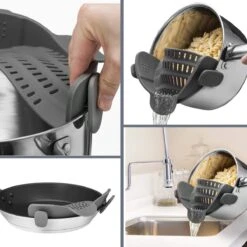 SensaHome- Siliconen Vergiet - Keuken Afgietdeksel - Afgiethulp - Siliconen - BPA Vrij - Grijs -Buitenkampeerwinkel 1200x1200 618