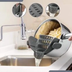 SensaHome- Siliconen Vergiet - Keuken Afgietdeksel - Afgiethulp - Siliconen - BPA Vrij - Grijs -Buitenkampeerwinkel 1200x1200 620