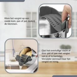 SensaHome- Siliconen Vergiet - Keuken Afgietdeksel - Afgiethulp - Siliconen - BPA Vrij - Grijs -Buitenkampeerwinkel 1200x1200 626