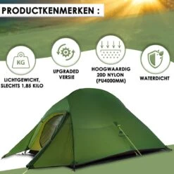 Cloud Up 3 Upgraded - Naturehike® - Tent 3 Persoons - Lichtgewicht Tent - Incl. Grondzeil - 20D 4000MM - Outdoor Kampeertent - Waterdicht - Hiking & Wandelen 13 Cloud Up 3 Upgraded - Naturehike® - Tent 3 Persoons - Lichtgewicht Tent - Incl. Grondzeil - 20D 4000MM - Outdoor Kampeertent - Waterdicht - Hiking & Wandelen -Buitenkampeerwinkel 1200x1200 648