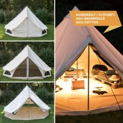 Skandika Tipii 400 Canvas Tent – Tipi-tenten – 8 Persoons Familietent - Campingtent – Muggengaas – 250 Cm Stahoogte – 400 Cm Diameter – 4000 Mm Waterkolom – Indische Tent, Partytent, Festivaltent – Outdoor, Camping, Tuin – Kamperen – Wit -Buitenkampeerwinkel 1200x1200 680