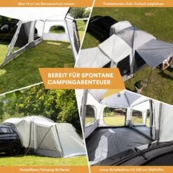 Skandika Pitea XL CROSS Tent – Koepeltenten - Autotent – Campingtent Voor SUV, Caddy, Auto, CUV - Voor Max. 4 Personen – Vrijstaand – Met/zonder Slaapcabine – Max. Stahoogte 230 Cm – 3000mm Waterkolom - 475 X 290 X 230 Cm (LxBxH) – Kamperen - Grijs -Buitenkampeerwinkel 1200x1200 684