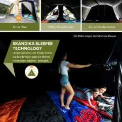 Skandika Nimbus Sleeper 12 Tent – Koepeltenten – 12 Persoons Familietent - Campingtent – Muggengaas – Sleeper Technology (3 Extra Donkere Slaapcabines) – 760 X 630 X 215 Cm (LxBxH) – 5000 Mm Waterkolom – Camping, Tuin – Kamperen – Blauw/wit -Buitenkampeerwinkel 1200x1200 691