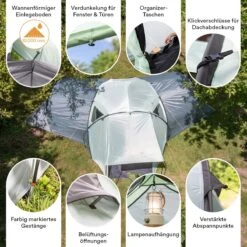 Skandika Bern 4 Koepeltent - Koepeltent - Tenten - 4 Persoons Kampeertent Met Panoramisch Dakraam, 2 Slaapcabines, Grondzeil, 210 Cm Stahoogte, Waterdicht, 4000 Mm Waterkolom - Grote Outdoor Familie Tent, Kampeertent - Grijs -Buitenkampeerwinkel 1200x1200 703