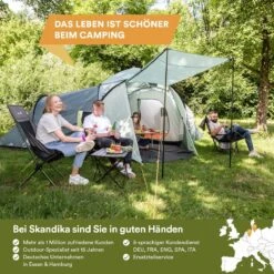 Skandika Bern 4 Koepeltent - Koepeltent - Tenten - 4 Persoons Kampeertent Met Panoramisch Dakraam, 2 Slaapcabines, Grondzeil, 210 Cm Stahoogte, Waterdicht, 4000 Mm Waterkolom - Grote Outdoor Familie Tent, Kampeertent - Grijs -Buitenkampeerwinkel 1200x1200 704