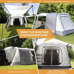 Skandika Pitea XL UP Tent – Koepeltenten - Autotent – 4 Persoons Campingtent Voor SUV, Caddy, Auto, CUV – Vrijstaand – Met/zonder Slaapcabine – Max. Stahoogte 200 Cm – Waterdicht Met 3000mm Waterkolom - 515 X 300 X 200 Cm (LxBxH) – Kamperen - Grijs -Buitenkampeerwinkel 1200x1200 707