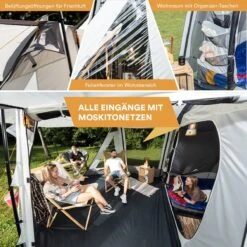 Skandika Pitea XL UP Tent – Koepeltenten - Autotent – 4 Persoons Campingtent Voor SUV, Caddy, Auto, CUV – Vrijstaand – Met/zonder Slaapcabine – Max. Stahoogte 200 Cm – Waterdicht Met 3000mm Waterkolom - 515 X 300 X 200 Cm (LxBxH) – Kamperen - Grijs -Buitenkampeerwinkel 1200x1200 710