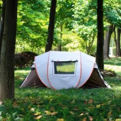 Fly Lab Luxe Pop Up Tent - Kampeer Tent - Grijs/Oranje - 4 Persoons -Buitenkampeerwinkel 1200x1200 726
