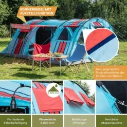 Skandika Gotland Tunneltent Voor 6 Personen, Grote Familietent In Racing-design, Ingenaaide Tentbodem, Waterdicht, 5000 Mm Waterkolom, Slaapcabine Met Scheidingswand, Muggennet (let Op, Komt Met Kleurfouten) -Buitenkampeerwinkel 1200x1200 743