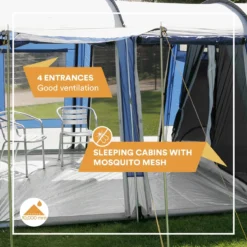 Skandika Montana 8 Tent – Tunneltenten – 8 Persoons Tent – Campingtent – 200 Cm Stahoogte – 2-4 Slaapcabines - Muggengaas – Familietent – 4 Ingangen – 700 X 310 X 200 Cm (L X B X H) - 5000 Mm Waterkolom – Outdoor, Camping – Kamperen – Blauw 11 Skandika Montana 8 Tent – Tunneltenten – 8 Persoons Tent – Campingtent – 200 Cm Stahoogte – 2-4 Slaapcabines - Muggengaas – Familietent – 4 Ingangen – 700 X 310 X 200 Cm (L X B X H) - 5000 Mm Waterkolom – Outdoor, Camping – Kamperen – Blauw -Buitenkampeerwinkel 1200x1200 759