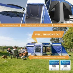 Skandika Montana 8 Tent – Tunneltenten – 8 Persoons Tent – Campingtent – 200 Cm Stahoogte – 2-4 Slaapcabines - Muggengaas – Familietent – 4 Ingangen – 700 X 310 X 200 Cm (L X B X H) - 5000 Mm Waterkolom – Outdoor, Camping – Kamperen – Blauw 17 Skandika Montana 8 Tent – Tunneltenten – 8 Persoons Tent – Campingtent – 200 Cm Stahoogte – 2-4 Slaapcabines - Muggengaas – Familietent – 4 Ingangen – 700 X 310 X 200 Cm (L X B X H) - 5000 Mm Waterkolom – Outdoor, Camping – Kamperen – Blauw -Buitenkampeerwinkel 1200x1200 765