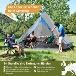 Skandika Tipii II Tent – Tipi-tenten – Teepee – 8 Persoons Campingtent – Muggengaas – 250 Cm Stahoogte – Uitneembare Tentvloer – 3000 Mm Waterkolom – Indische Tent, Partytent, Festivaltent – Outdoor, Camping, Tuin – Kamperen – Grijs/turquoise -Buitenkampeerwinkel 1200x1200 796