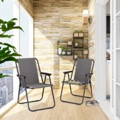 Relaxdays Campingstoel Inklapbaar Set Van 2 - Klapstoel 100 Kg - Visstoel Met Armleuningen - Grijs -Buitenkampeerwinkel 1200x1200 85